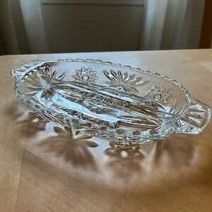 Vintage Indiana Glass Two Section Serving Relish Dish Trinket Tray